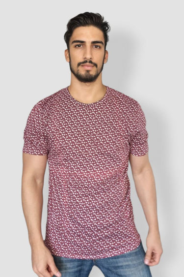 Playera Corinta de Palmeritas Blancas Manga Corta
